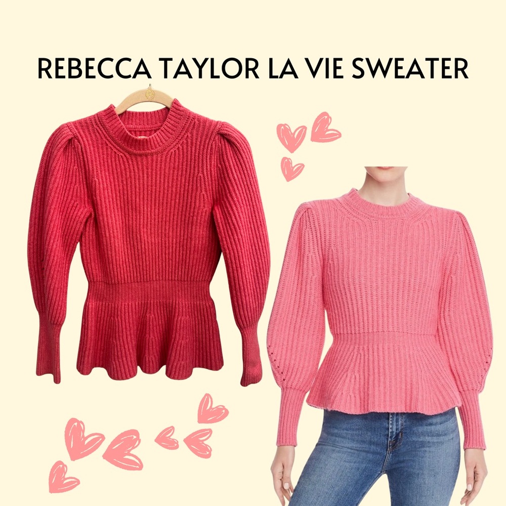 Rebecca Taylor Pink Ribbed Knit Sweater